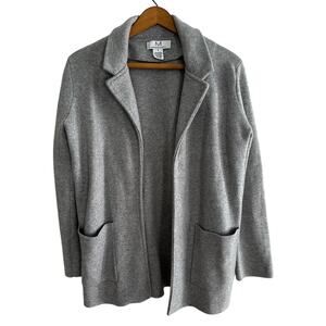 Magaschoni Grey Draped Cotton Wool Cardigan Small